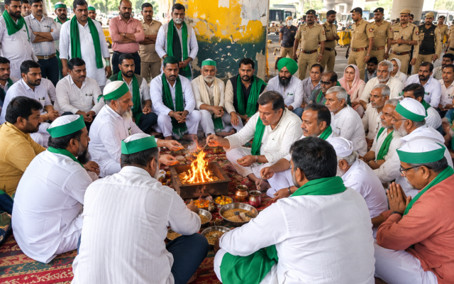 गाजीपुर बॉर्डर पर किसानों ने किया हवन, 2018 की किसान क्रांति यात्रा को किया याद
