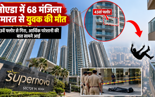 नोएडा में 68 मंजिला इमारत से युवक की मौत: 43वें फ्लोर से गिरा, आर्थिक परेशानी की बात सामने आई