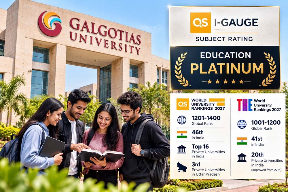 गलगोटियास यूनिवर्सिटी को शिक्षा में QS I-GAUGE की प्लैटिनम सब्जेक्ट रेटिंग