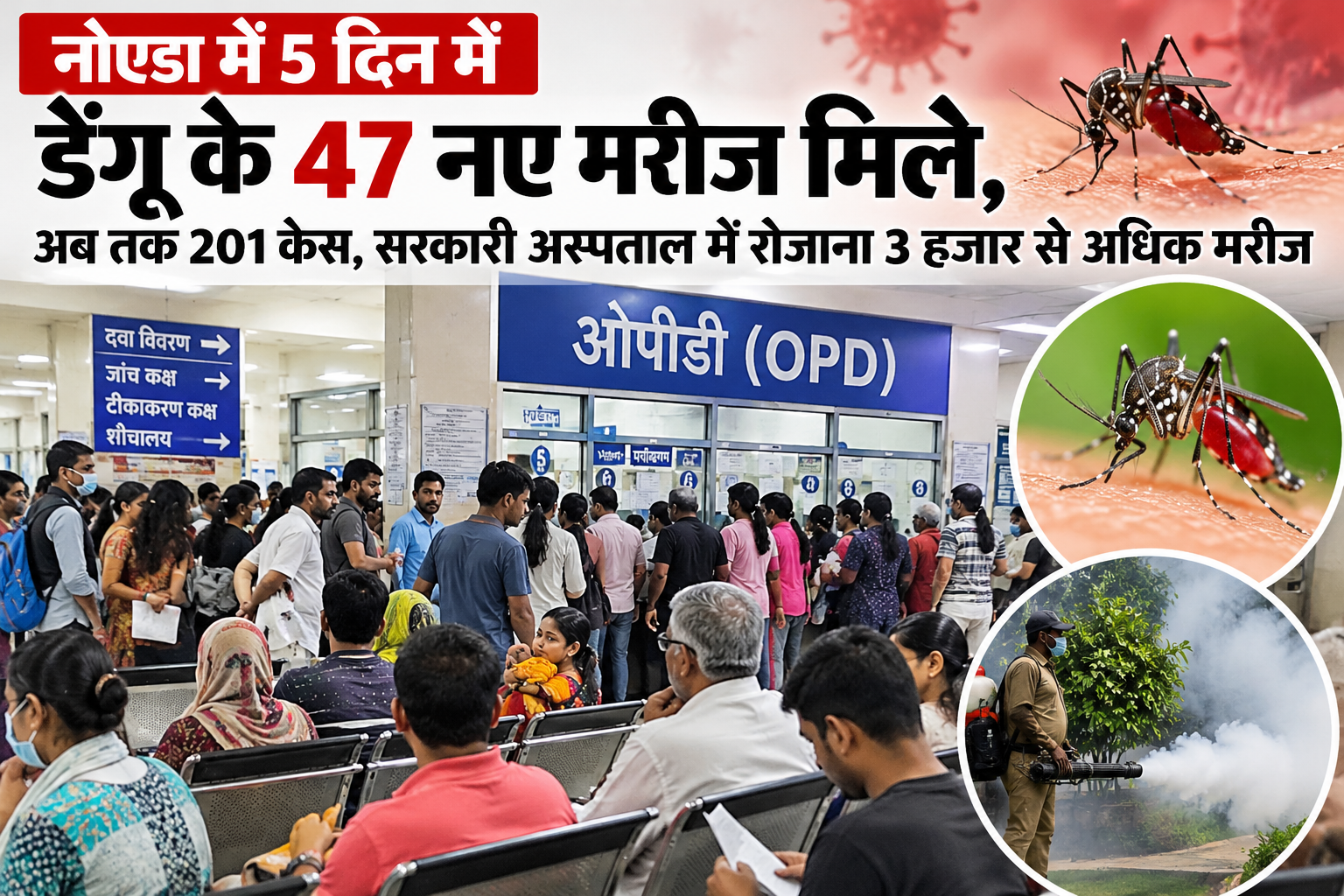 नोएडा में 5 दिन में डेंगू के 47 नए मरीज मिले, अब तक 201 केस