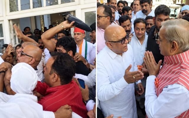 यूपी कांग्रेस मुख्यालय में भिड़े नेता-कार्यकर्ता, जूते-चप्पल चलने का आरोप: अजय राय धरने पर बैठे
