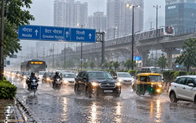 दिल्ली-NCR में सुबह की बारिश से बदला मौसम, नोएडा-गाजियाबाद में भी बरसे बादल; यातायात पर असर की आशंका