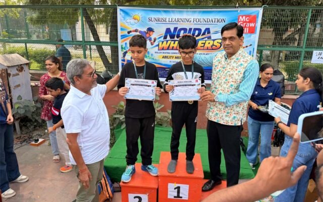 नोएडा व्हीलर्स में 230 खिलाड़ियों ने दिखाया दमखम, तिरंगा लेकर स्केटिंग करने उतरे विशेष खिलाड़ी