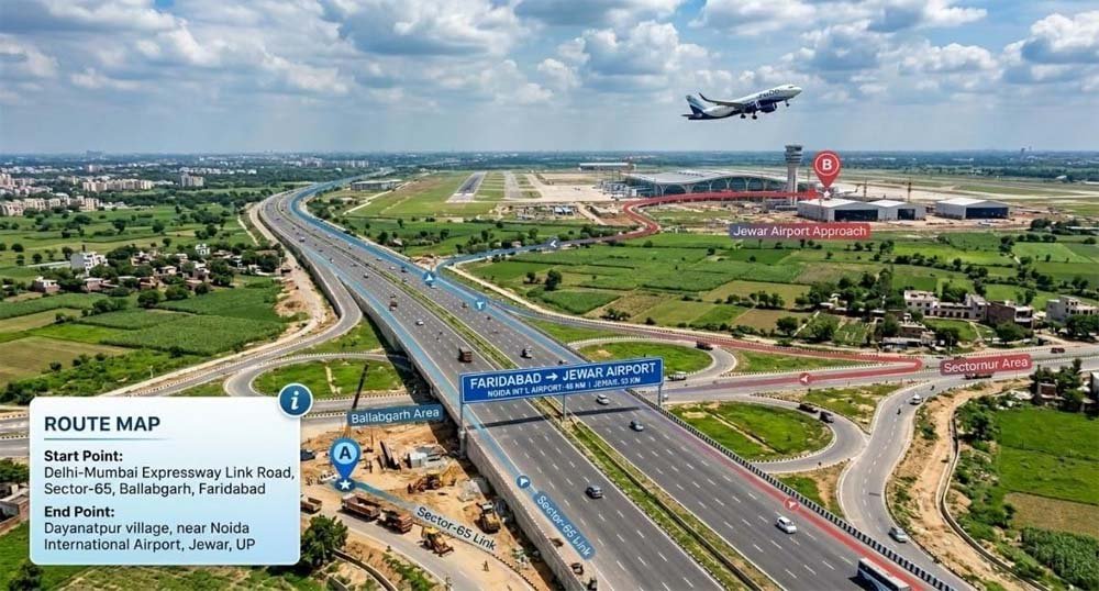 जेवर एयरपोर्ट की कनेक्टिविटी के लिए ₹3,630.77 करोड़ की मंजूरी, फरीदाबाद से सीधा संपर्क होगा बेहतर