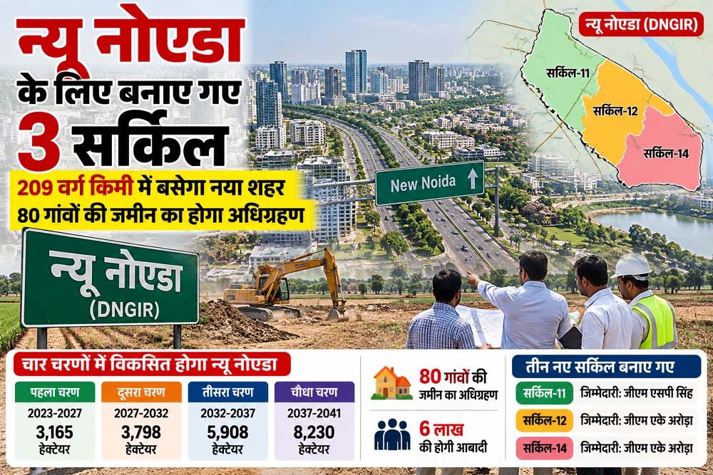 न्यू नोएडा के विकास को रफ्तार देने की तैयारी, 3 नए सर्किल गठित; 80 गांवों की जमीन पर बसेगा शहर