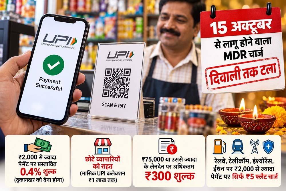 UPI पर MDR चार्ज दिवाली तक टला, 15 अक्टूबर से लागू होने वाला फैसला फिलहाल स्थगित