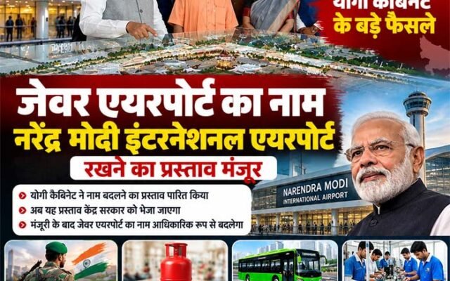 जेवर एयरपोर्ट का नाम नरेंद्र मोदी के नाम पर रखने का प्रस्ताव, अग्निवीरों को यूपी में 20% आरक्षण